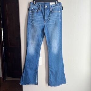 rag & bone Topaz High Rise Flare Jean 30 Blue Split Hem Stretch Denim Modern Fit